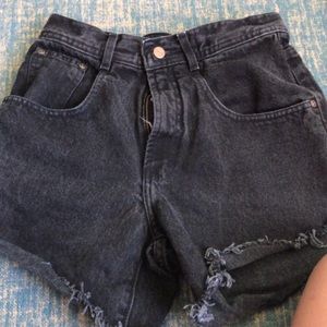 Black denim shorts